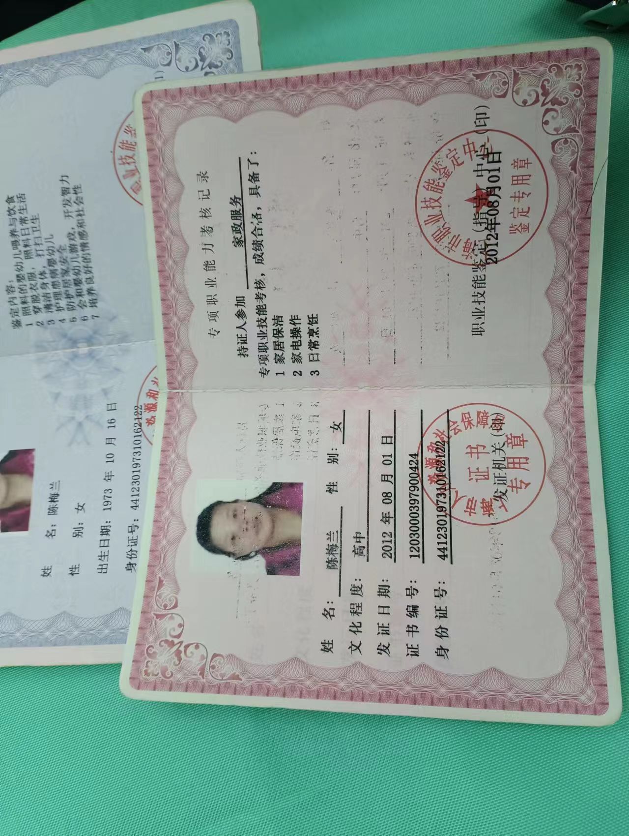 陈阿姨职业证书2
