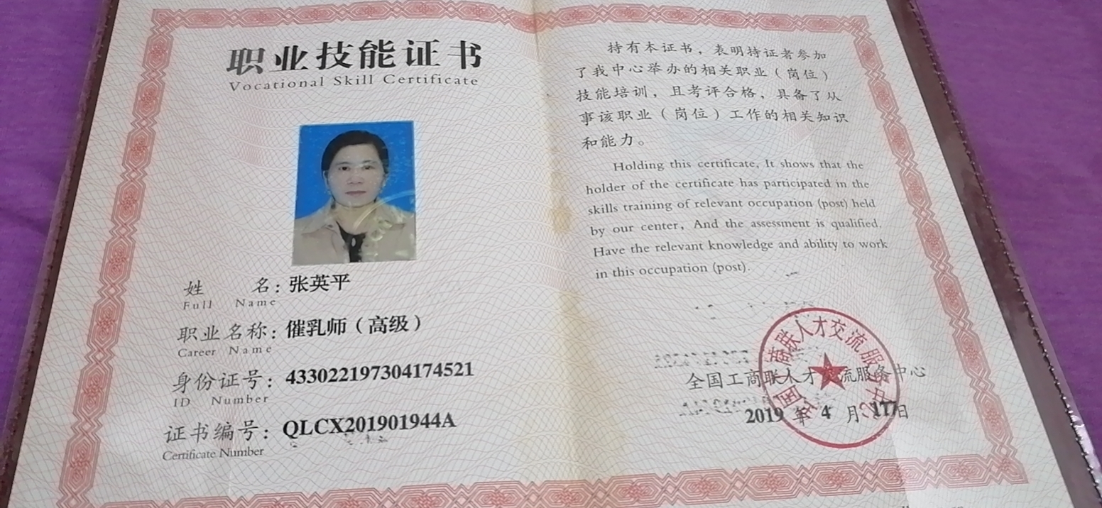 张阿姨职业证书3