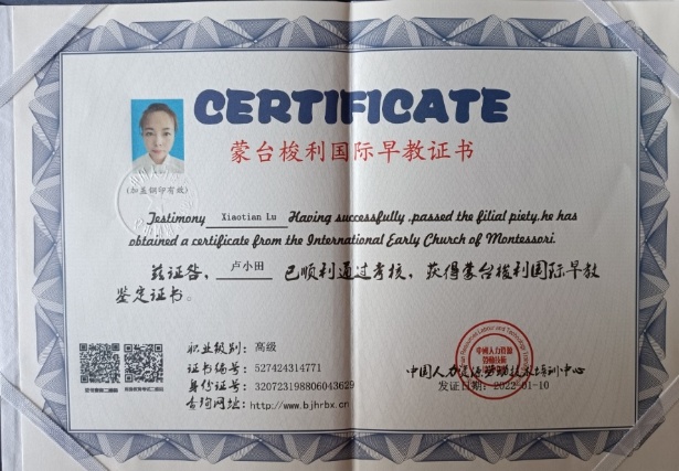 卢阿姨职业证书2