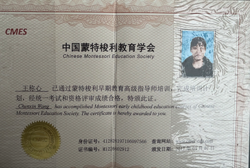 王阿姨职业证书7