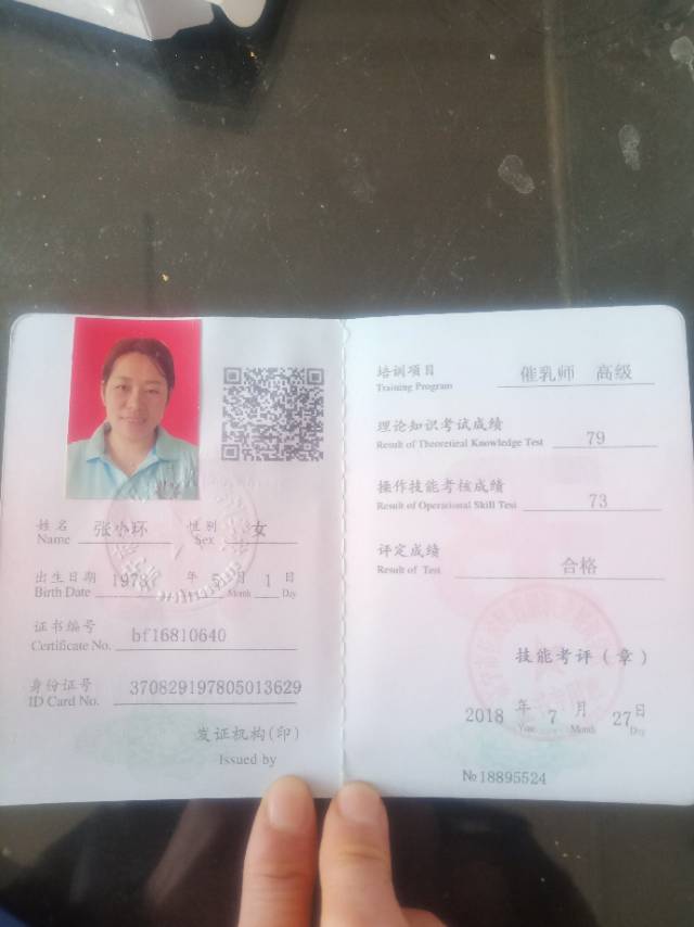 张阿姨职业证书5