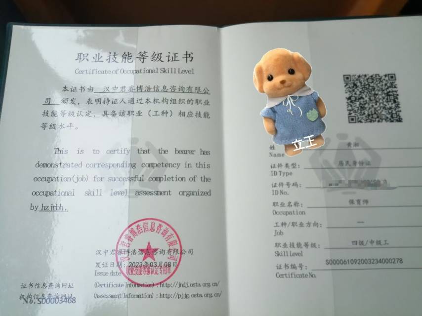 黄阿姨职业证书2