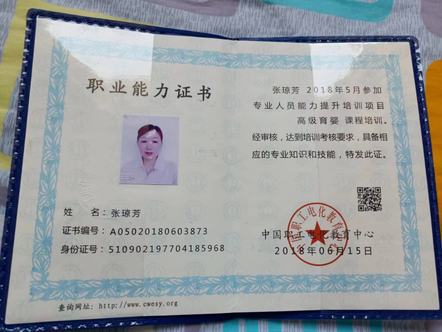 张阿姨职业证书4