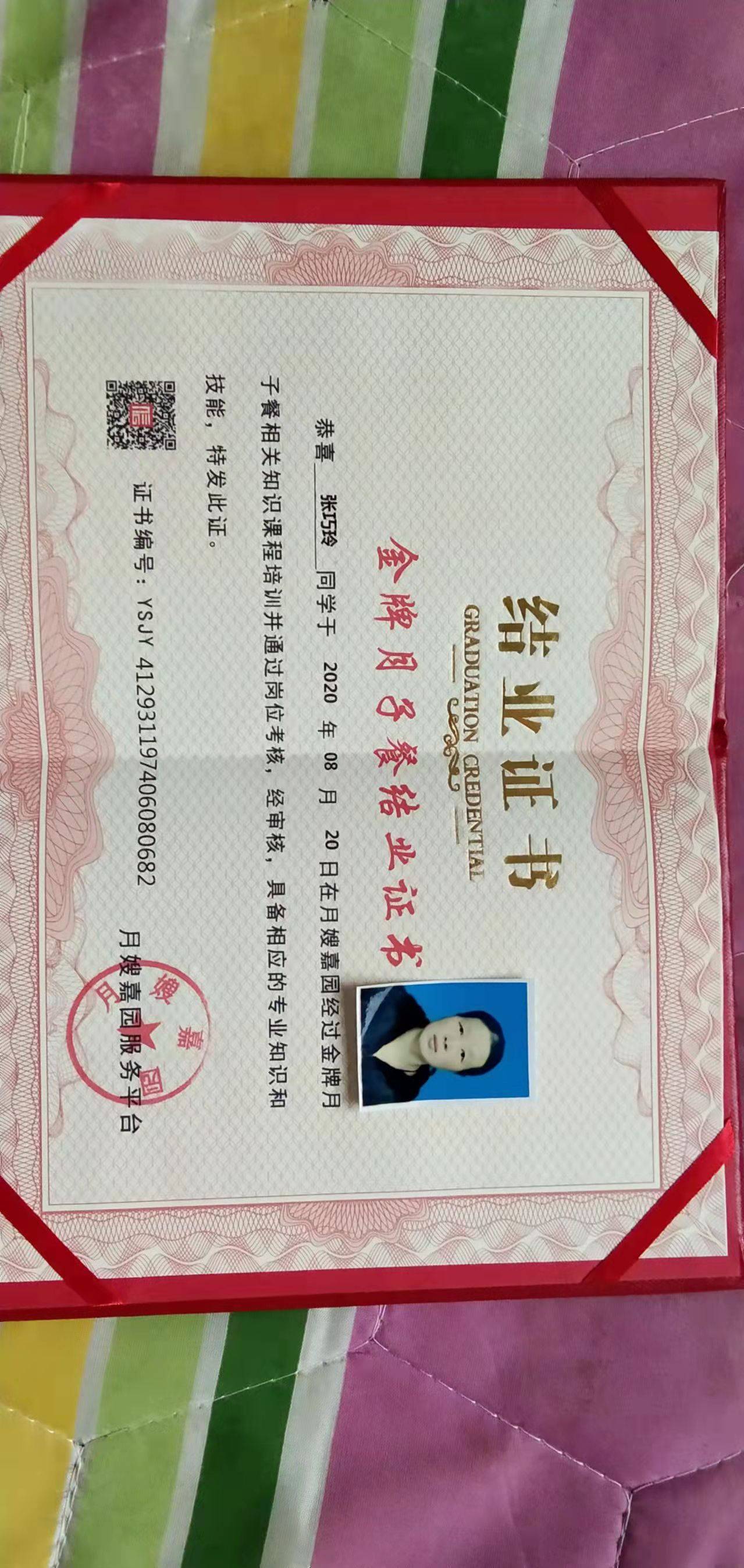 张阿姨职业证书2