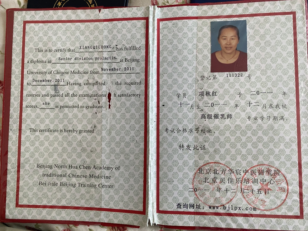 项阿姨职业证书1
