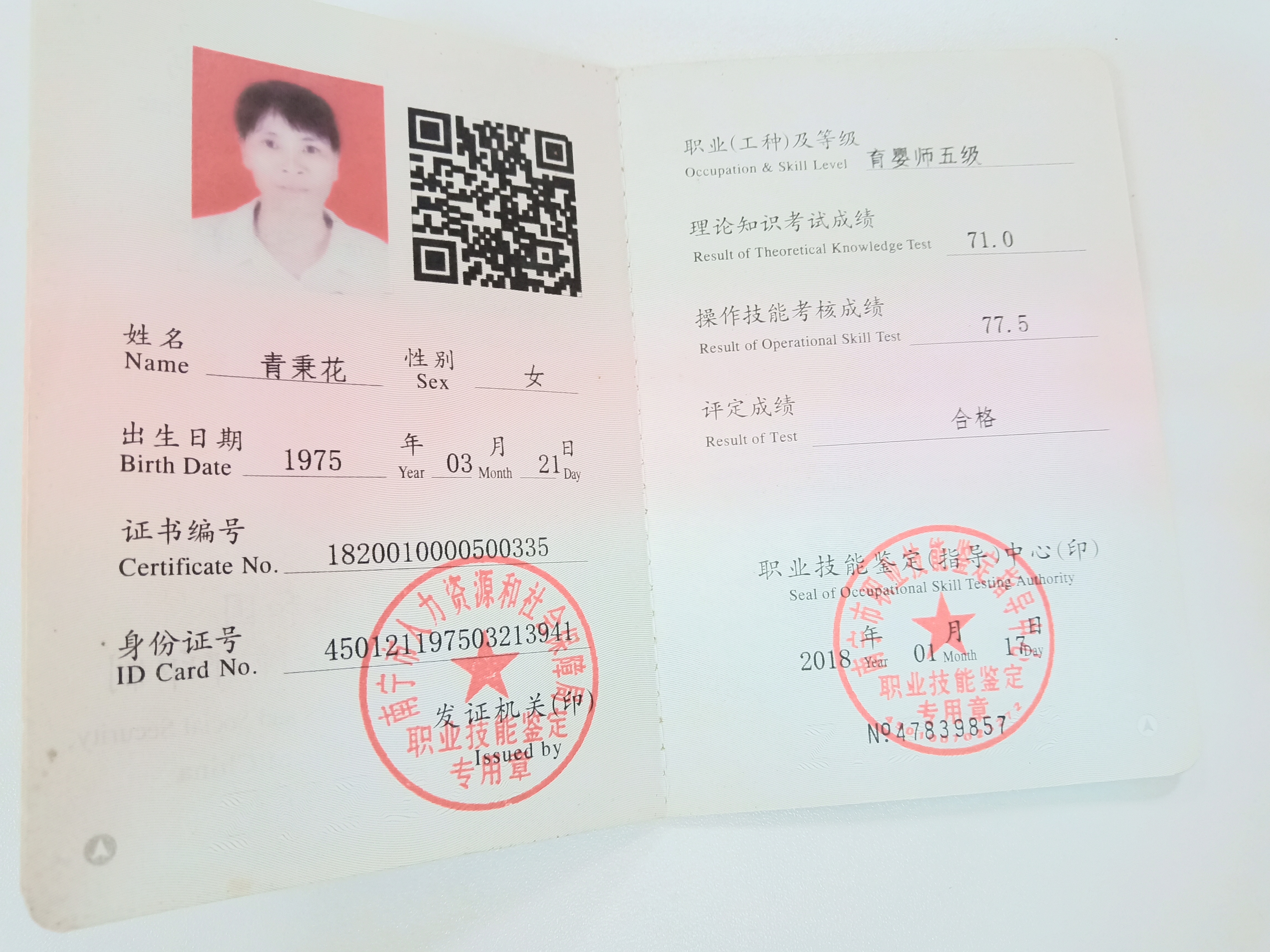 青阿姨职业证书5