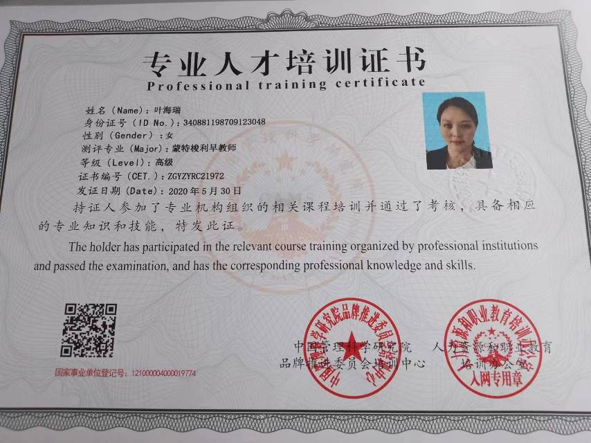 叶阿姨职业证书3